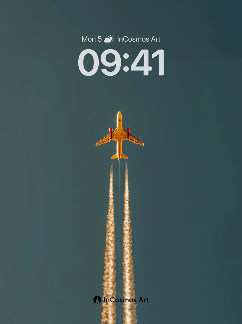 Golden Ascent Wallpaper with Contrail Trails