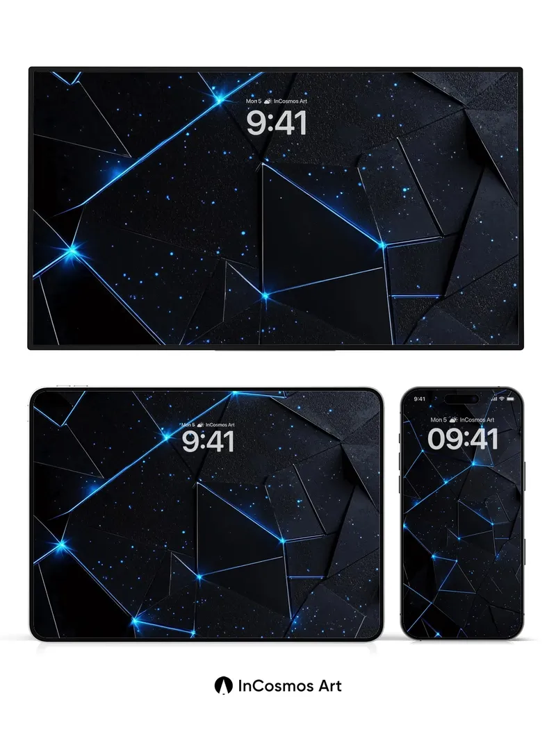 Cosmic Grid Wallpaper with Neon Veins