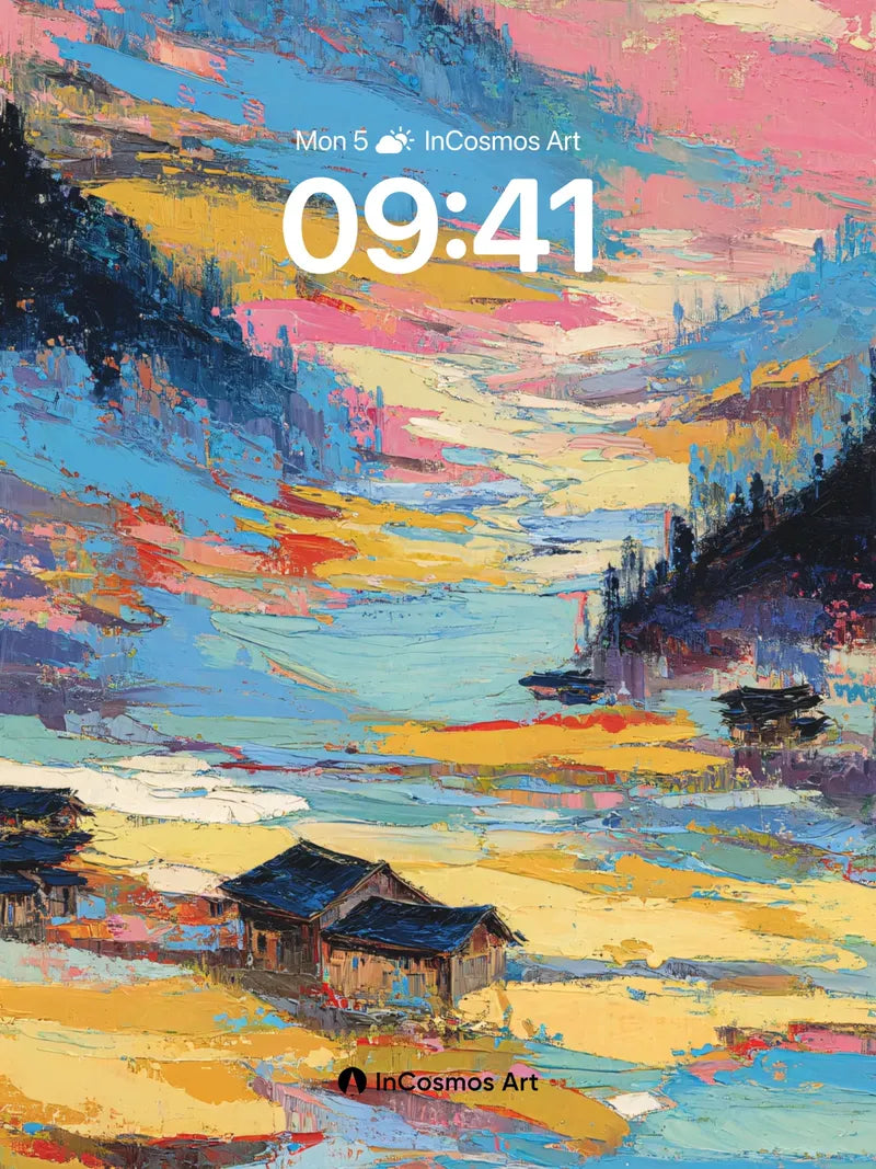 Surreal Valley Wallpaper with Floating Hues