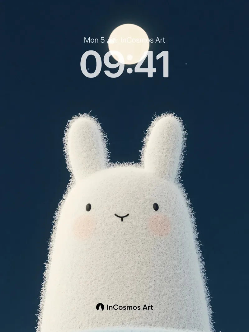Moonlit Fluff Wallpaper with Gentle Gaze wallpaper for iPhone, iPad & Mac