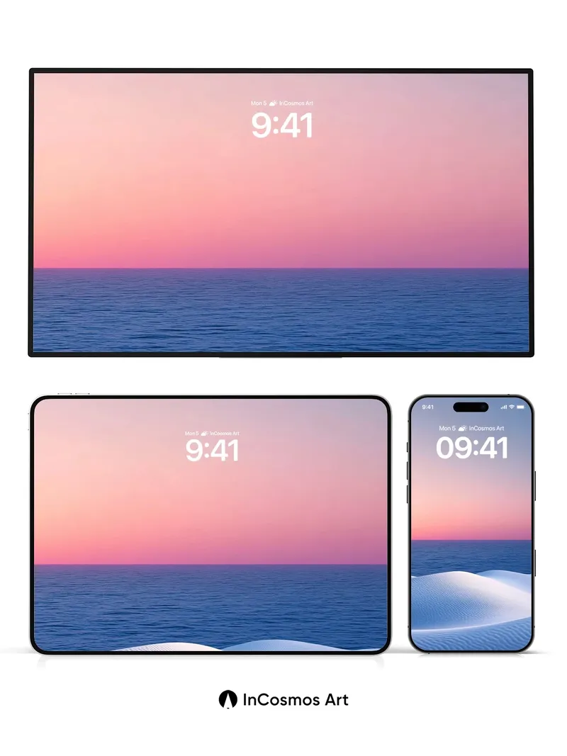 Serenity Dune Wallpaper with Ocean Horizon