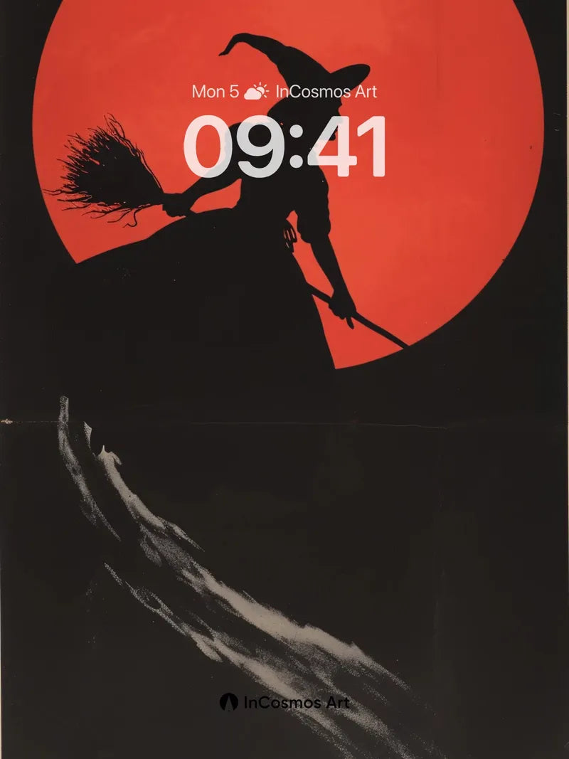 Crimson Eclipse Wallpaper with Witch's Flight