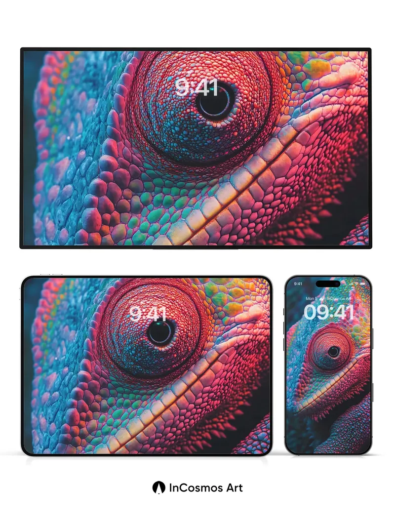 Neon Chameleon Wallpaper with Living Scales