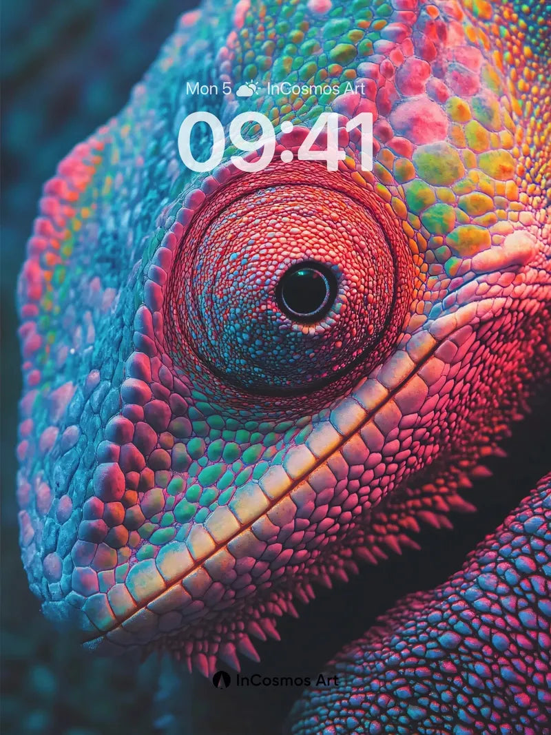 Neon Chameleon Wallpaper with Living Scales