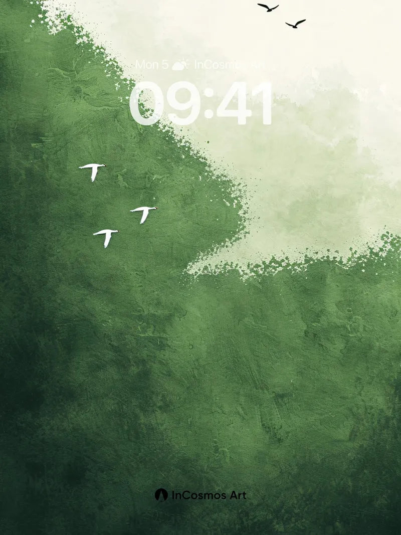 Emerald Mist Wallpaper with Silent Flight wallpaper for iPhone, iPad & Mac