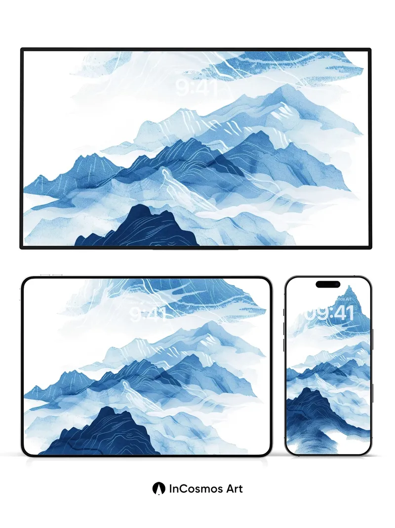 Calm Mountain Haze Wallpaper with Floating Peaks