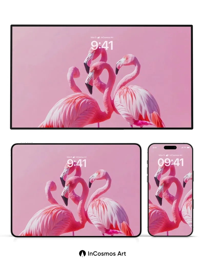 Serene Flamingo Wallpaper with Pink Hues