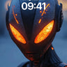 Futuristic Sentinel Wallpaper with Glowing Circuitry wallpaper for iPhone, iPad & Mac