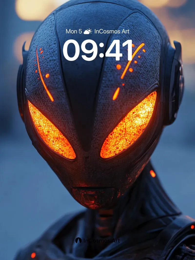 Futuristic Sentinel Wallpaper with Glowing Circuitry