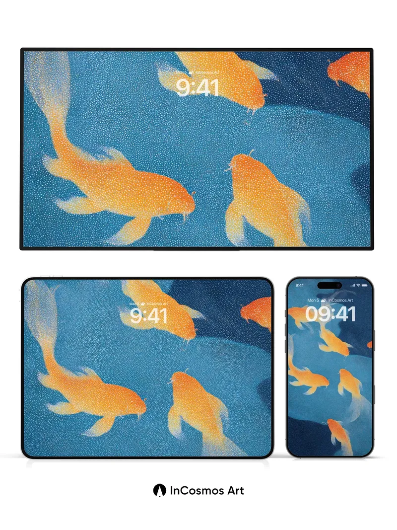 Serene Koi Flow Wallpaper with Ethereal Light