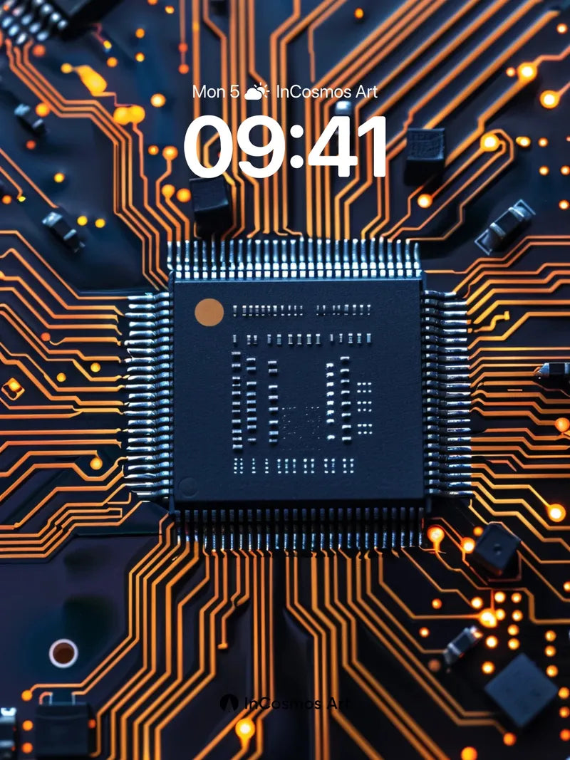 Circuit Pulse Wallpaper with Glowing Traces