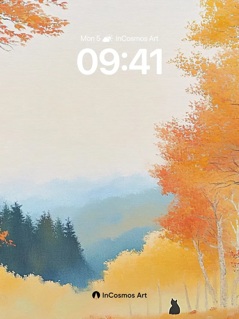 Autumn Hush Wallpaper with Solitary Cat