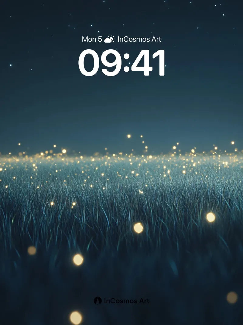 Stellar Meadow Wallpaper with Floating Light wallpaper for iPhone, iPad & Mac