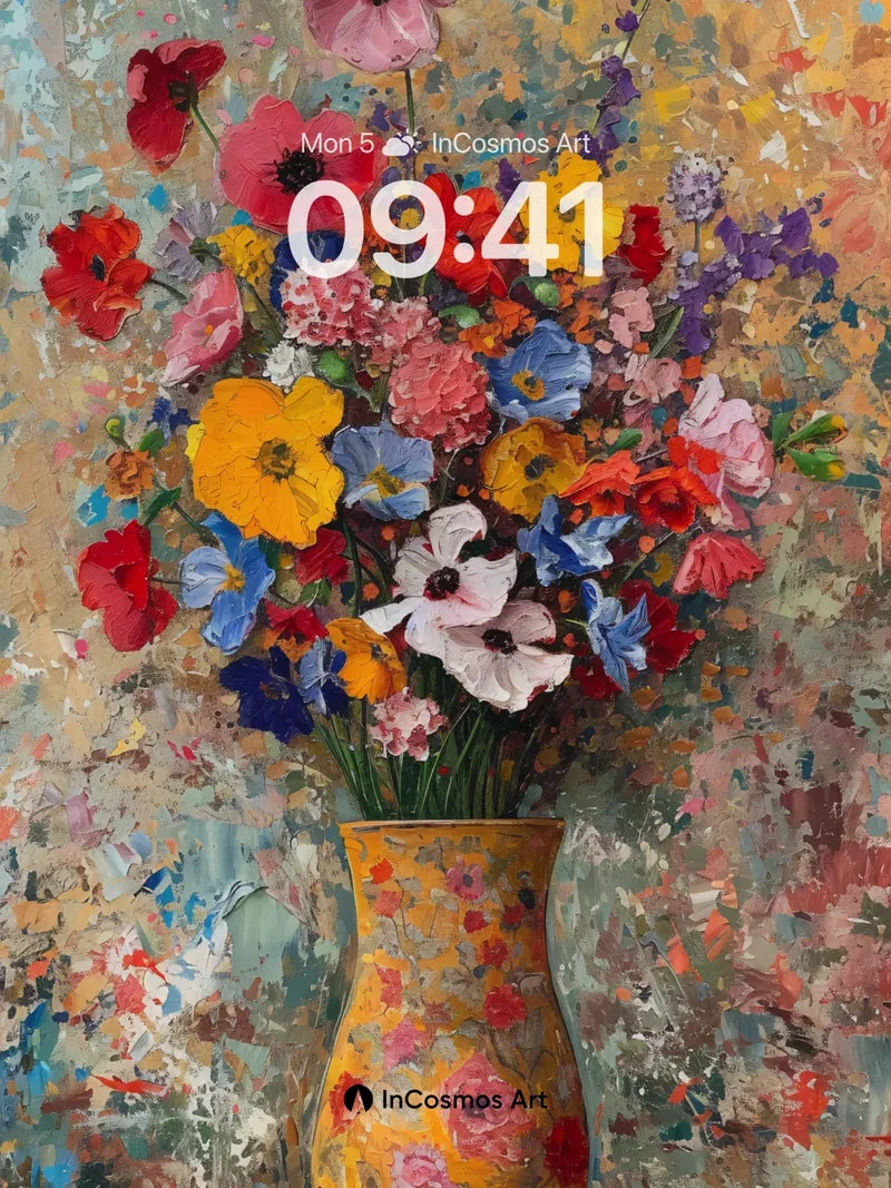 Chromatic Bloom Wallpaper with Impressionist Hues wallpaper for iPhone, iPad & Mac