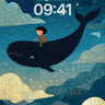 Starry Night Whale Wallpaper with Floating Clouds wallpaper for iPhone, iPad & Mac