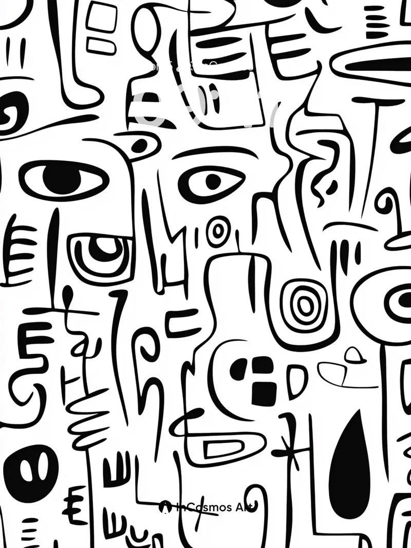 Whispering Lines Wallpaper with Surreal Faces wallpaper for iPhone, iPad & Mac