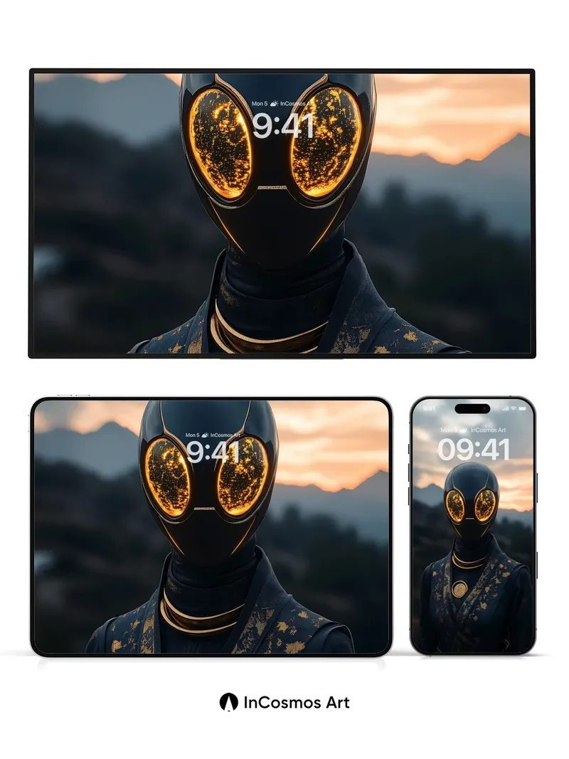 Golden Gaze Wallpaper with Cosmic Eyes