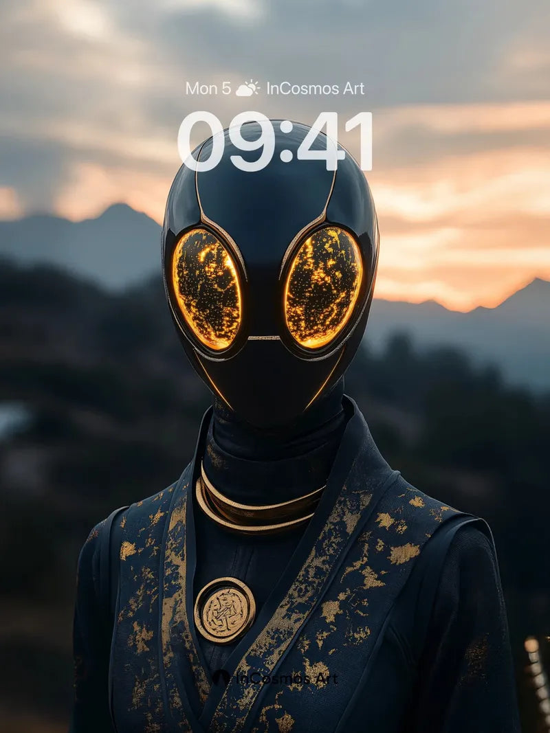 Golden Gaze Wallpaper with Cosmic Eyes
