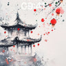 Serenity Pavilion Wallpaper with Floating Lanterns wallpaper for iPhone, iPad & Mac