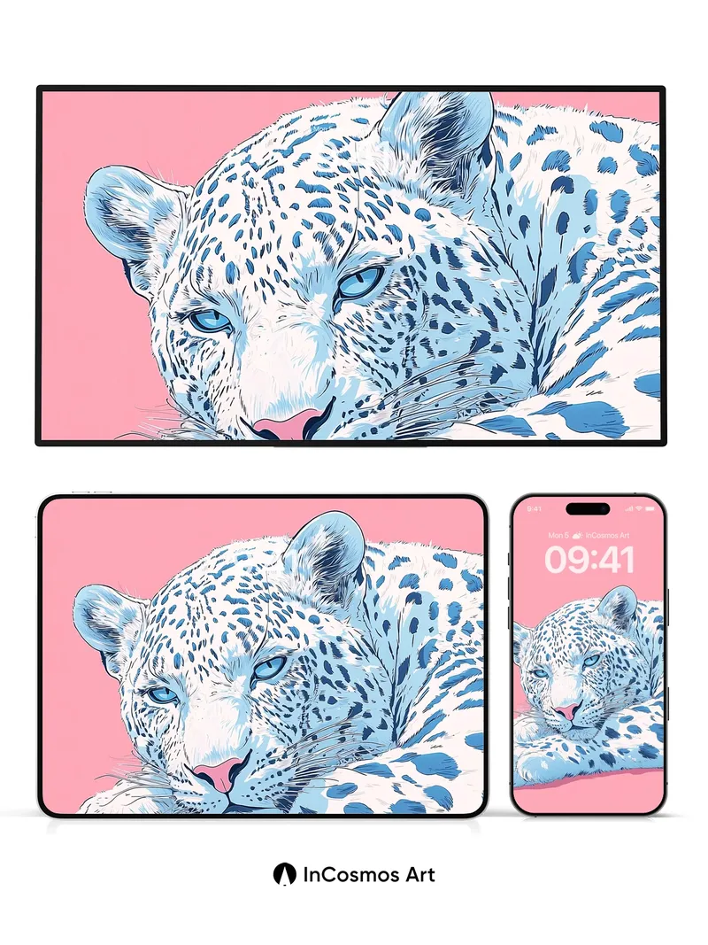 Calm Frost Leopard Wallpaper with Pink Hush