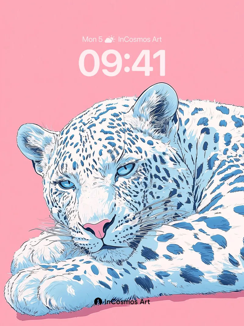 Calm Frost Leopard Wallpaper with Pink Hush