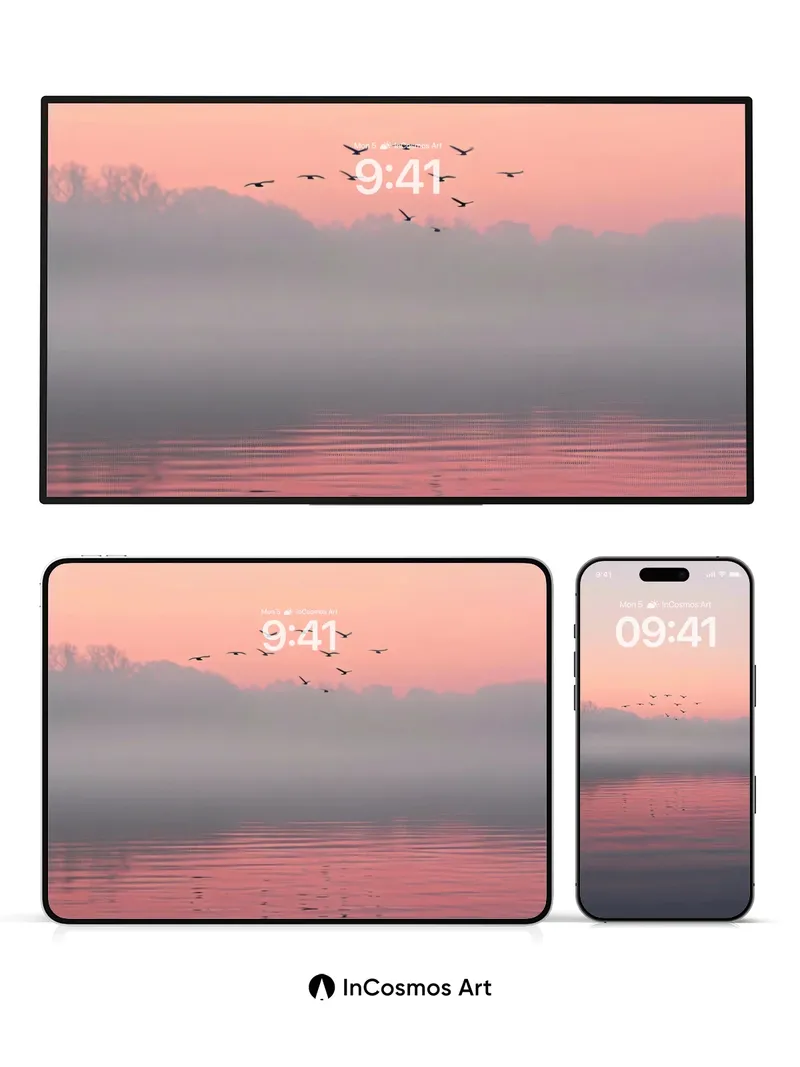 Serenity Mirage Wallpaper with Flock Reflection