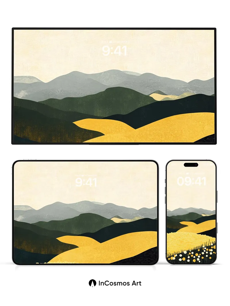 Golden Hush Wallpaper with Mountain Whisper