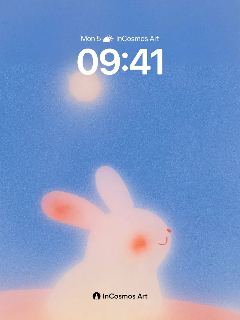 Soft Hush Rabbit Wallpaper with Celestial Glow wallpaper for iPhone, iPad & Mac