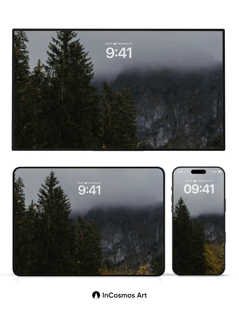 Misty Summit Wallpaper with Autumn Whispers