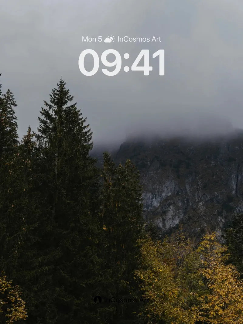 Misty Summit Wallpaper with Autumn Whispers