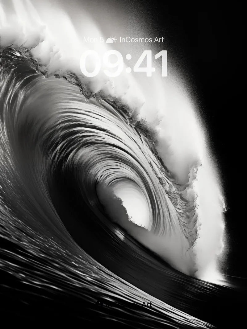 Monochrome Surge Wallpaper with Liquid Gravity