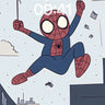 Playful Web-Swing Wallpaper with City Skyline wallpaper for iPhone, iPad & Mac