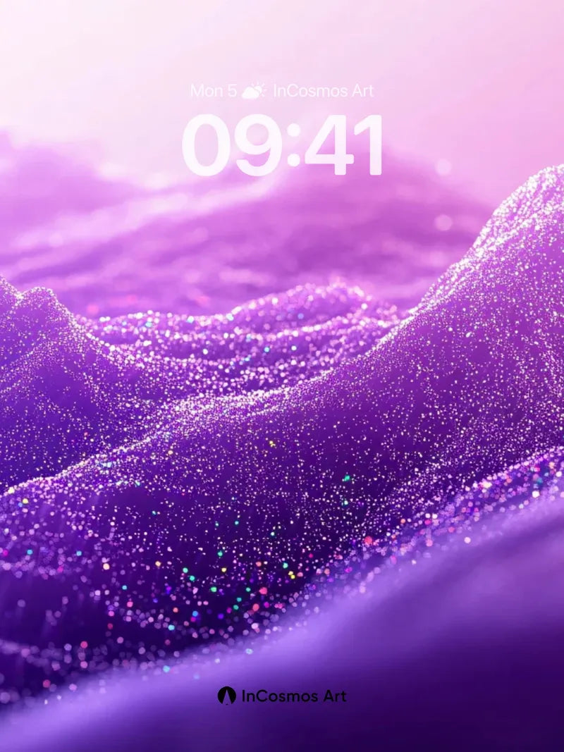 Luminous Particle Wallpaper with Floating Peaks