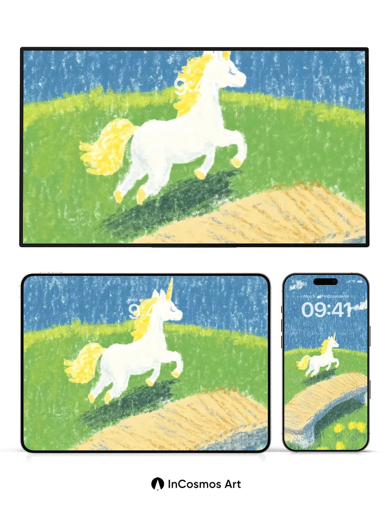 Whispering Unicorn Wallpaper with Golden Mane