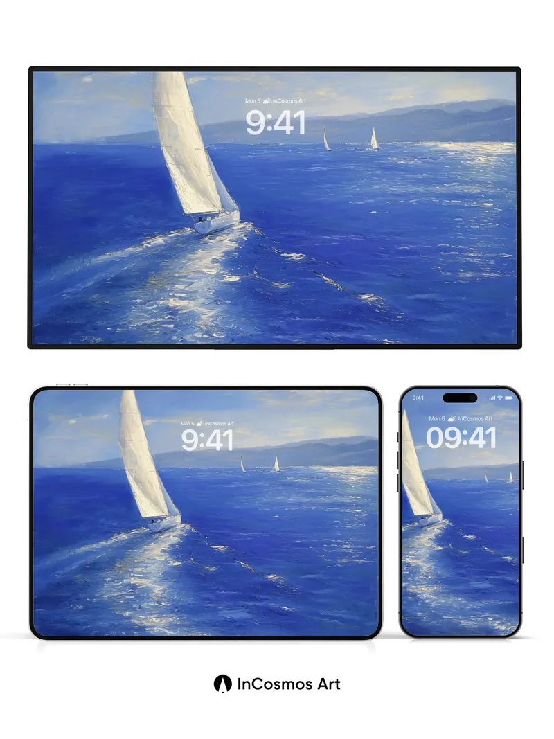 Serenity Sail Wallpaper with Ocean Breath