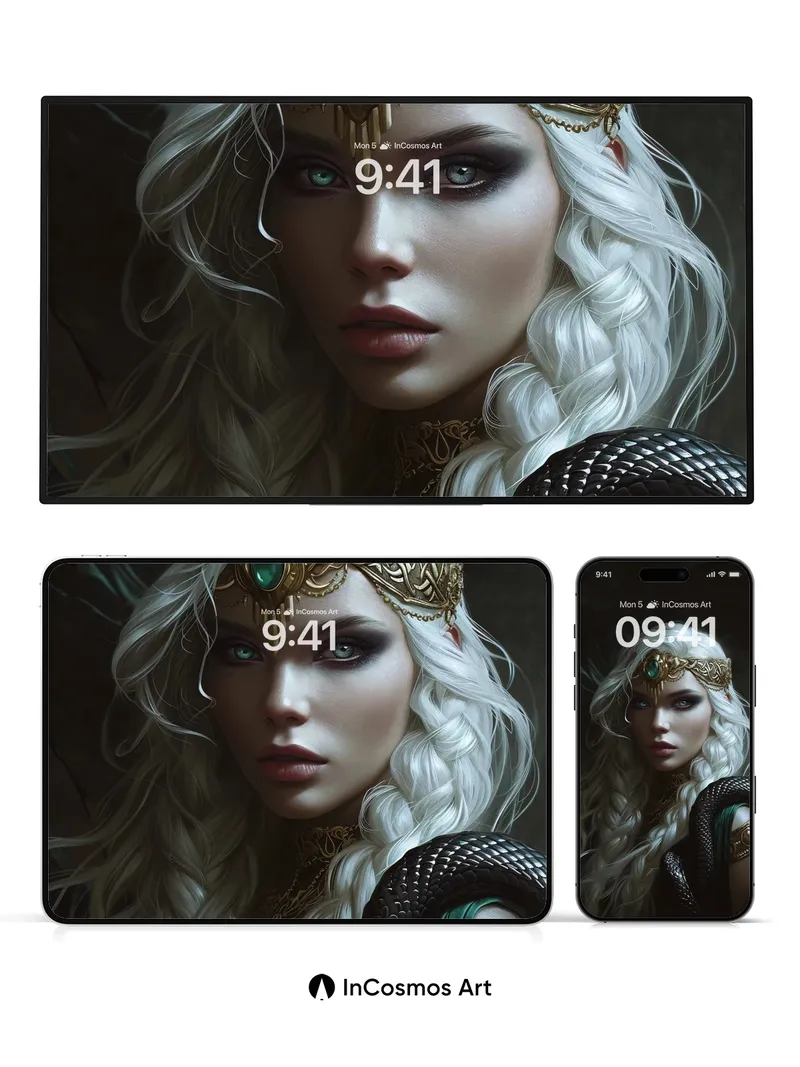 Ethereal Queen Wallpaper with Emerald Crown