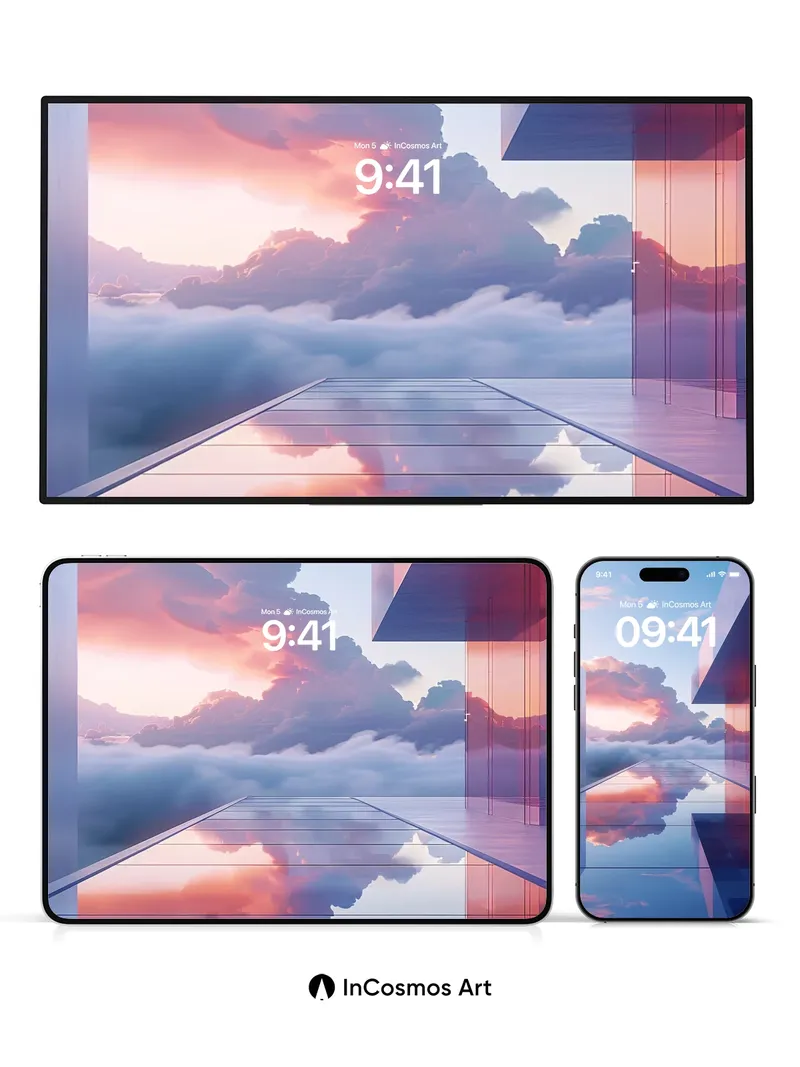 Serene Horizon Wallpaper with Cloud Reflections