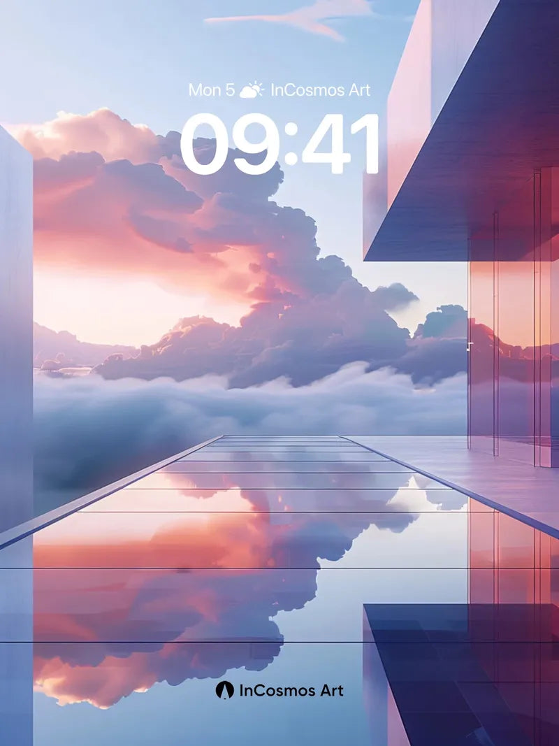 Serene Horizon Wallpaper with Cloud Reflections