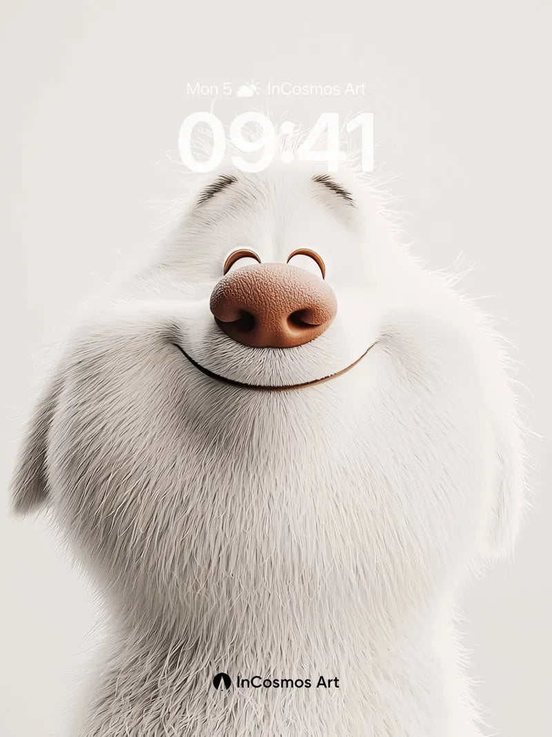 Whimsical Fluff Wallpaper with Gentle Smile wallpaper for iPhone, iPad & Mac