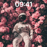 Serene Astronaut Wallpaper in Rose Garden wallpaper for iPhone, iPad & Mac