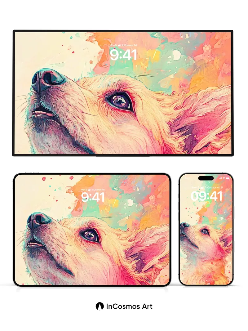 Luminous Canine Wallpaper with Color Burst