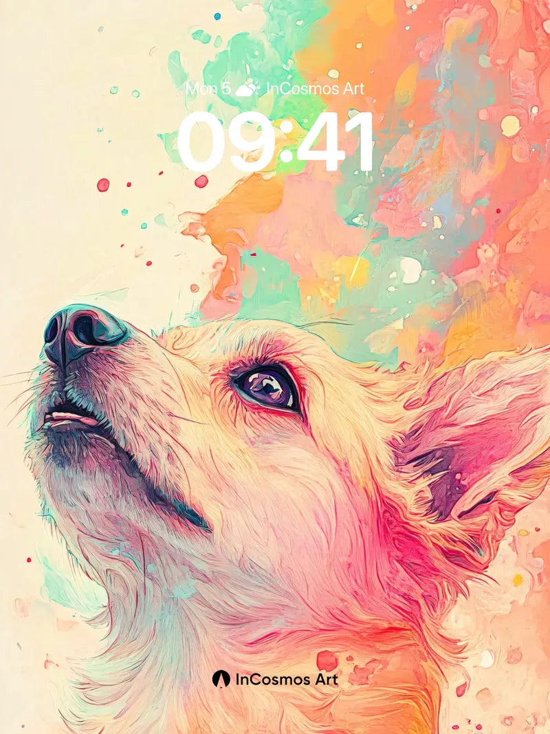 Luminous Canine Wallpaper with Color Burst