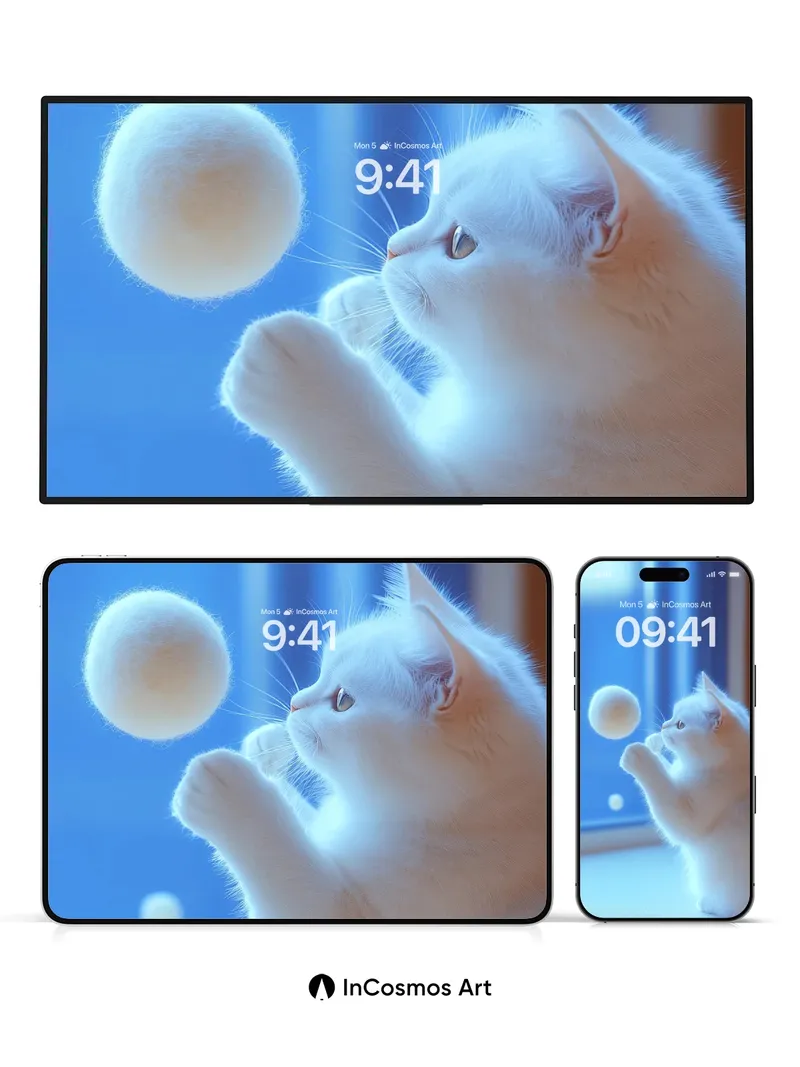 Serene Paws Wallpaper with Floating Fluff