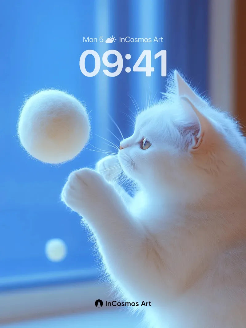 Serene Paws Wallpaper with Floating Fluff