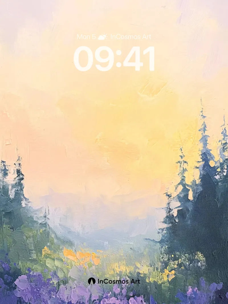 Golden Hush Wallpaper with Lavender Forest