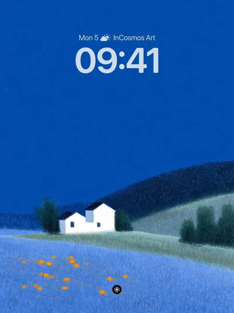Serene Bluefield Cottage Wallpaper - Minimalist Dream wallpaper for iPhone, iPad & Mac
