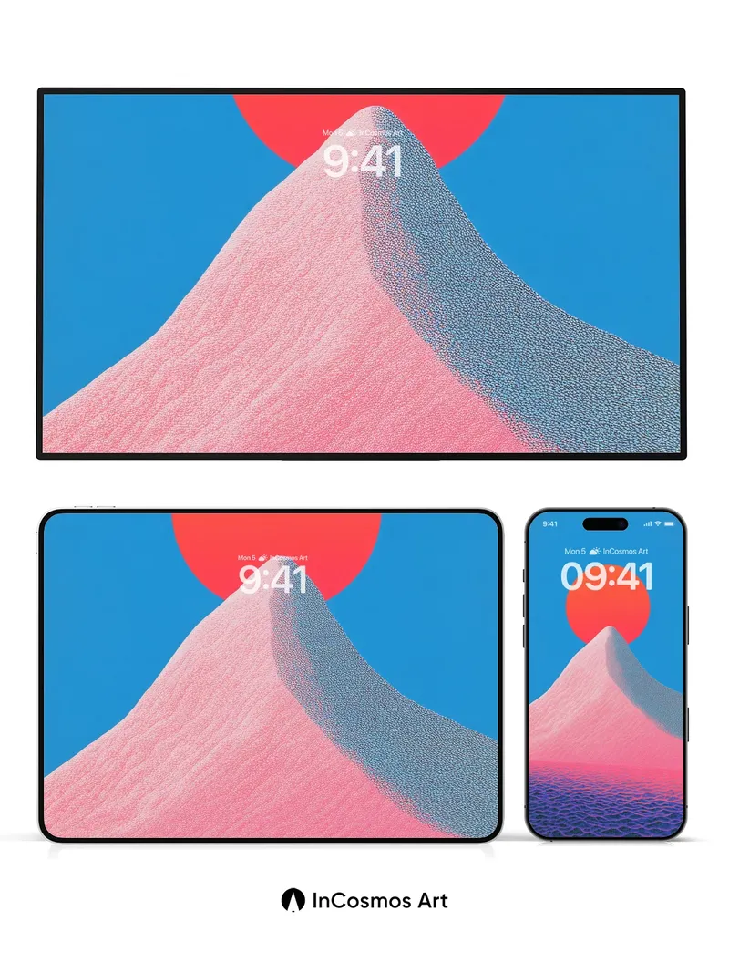 Surreal Summit Wallpaper with Sun-Crowned Peak