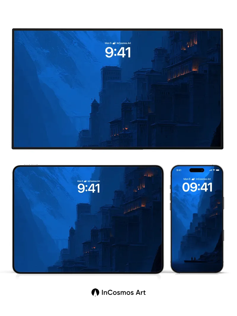 Frostbound Citadel Wallpaper with Whispering Lights