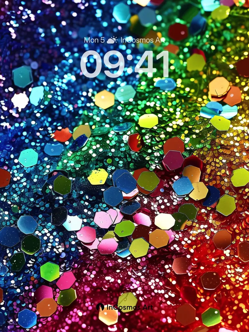 Rainbow Prism Wallpaper with Hexagonal Light Sparks wallpaper for iPhone, iPad & Mac