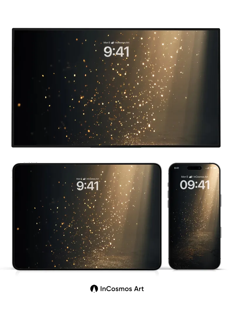 Golden Hush Wallpaper with Floating Dust Motifs